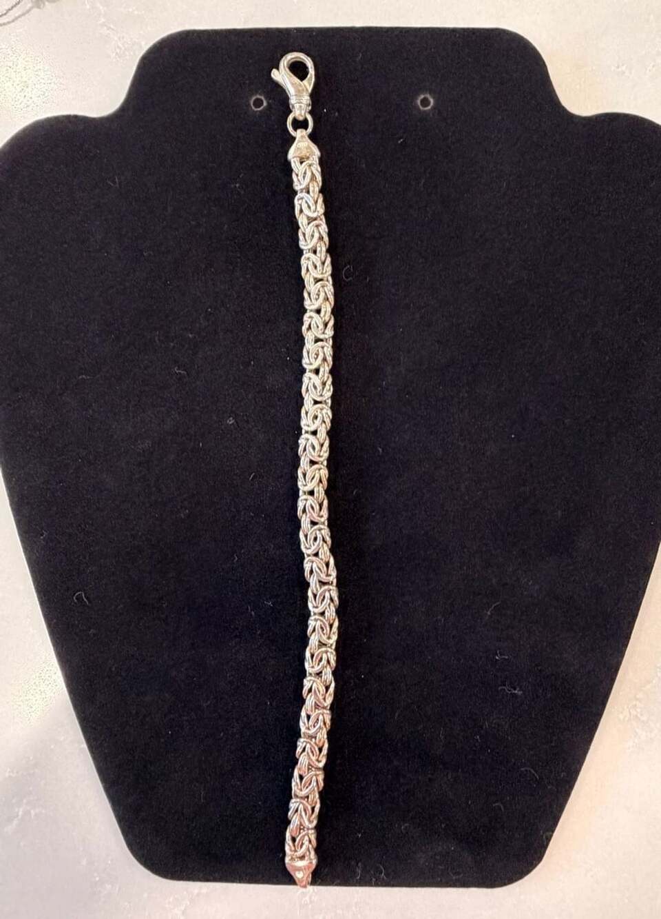 925 Sterling Silver Byzantine Link Bracelet with Lobster Clasp